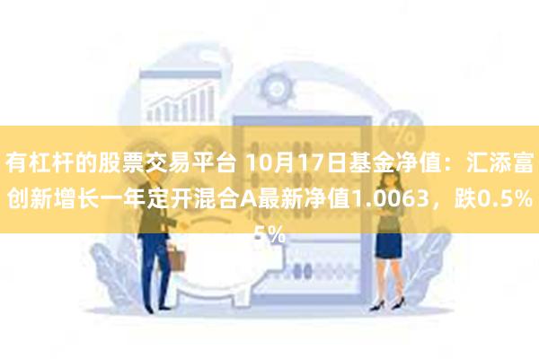 有杠杆的股票交易平台 10月17日基金净值：汇添富创新增长一年定开混合A最新净值1.0063，跌0.5%