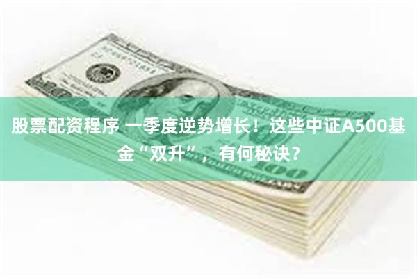 股票配资程序 一季度逆势增长！这些中证A500基金“双升”，有何秘诀？